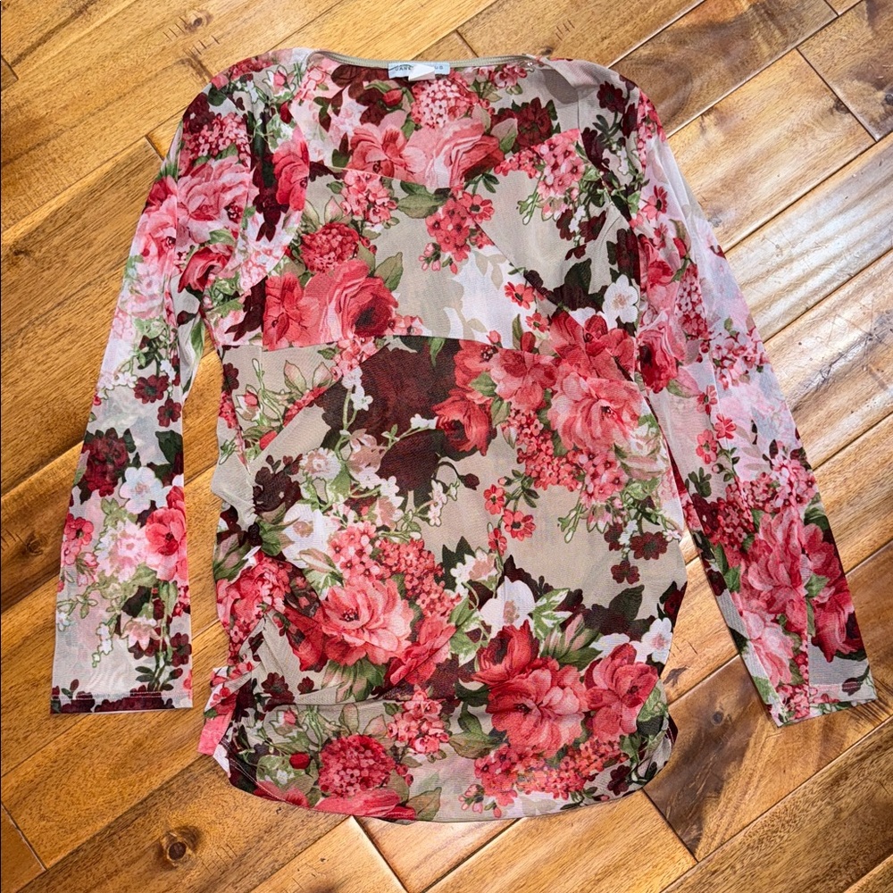 Janette Plus Floral Blouse Creamy white with Red and Pink floral